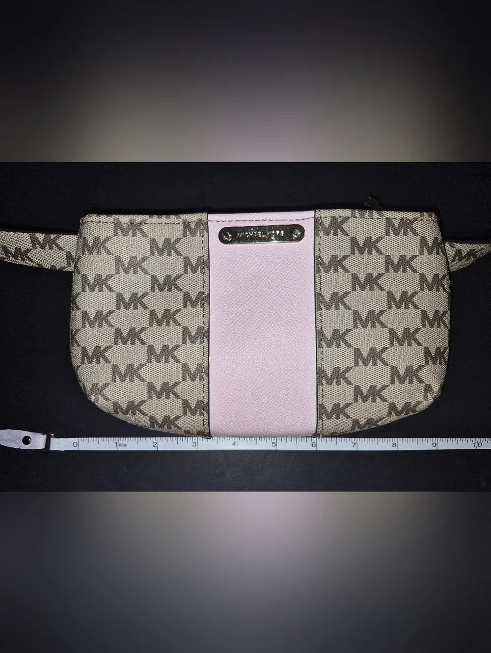 💕NWT MICHAEL KORS Logo Adjustable Belt Bag Crossbody Fanny Pack Purse Pink Tan
